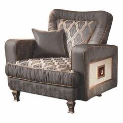 Casa Padrino fauteuil baroque de luxe gris / blanc / marron / cuivre - Fabriqué en Italie