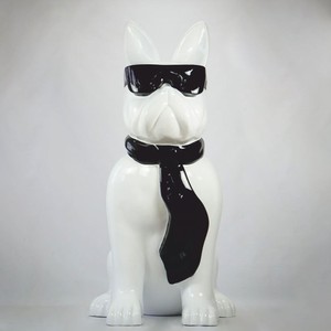 Casa Padrino Decorative Dog Figurine Bulldog White / Black H. 65 cm - Decorative Sculpture