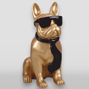 Casa Padrino XXL Decorative Sculpture Bulldog Gold / Black H. 120 cm - Garden Figure
