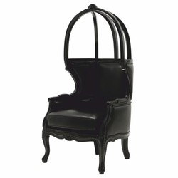Casa Padrino Luxury Baroque Faux Leather Throne Armchair Black - Baroque Style Furniture