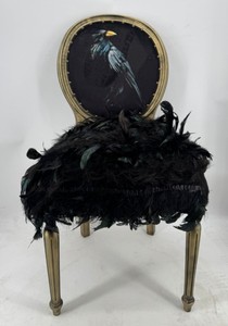Casa Padrino Lujosa Silla de Comedor Barroca Crow Negro Oro Antiguo 50 x 60 x 104 cm