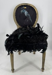 Casa Padrino Chaise de Salle à Manger Baroque de Luxe Crow Noir Or Antique 50 x 60 x 104 cm