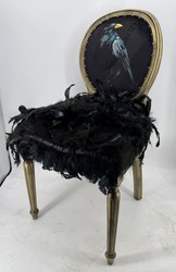 Casa Padrino Chaise de Salle à Manger Baroque de Luxe Crow Noir Or Antique 50 x 60 x 104 cm