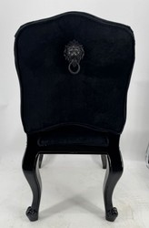 Casa Padrino Chaise de salle à manger baroque de luxe Castle avec poignée lion en laiton noir 54 x 51 x H. 91 cm
