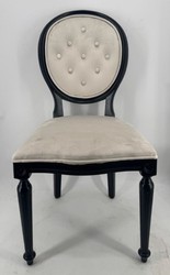 Casa Padrino Chaise de salle à manger baroque de luxe style baroque Gris / Noir - Largeur 50 cm, Profondeur 52 cm, Hauteur 99 cm