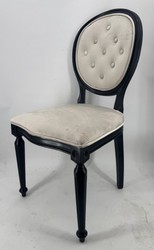 Casa Padrino Chaise de salle à manger baroque de luxe style baroque Gris / Noir - Largeur 50 cm, Profondeur 52 cm, Hauteur 99 cm