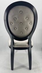Casa Padrino Chaise de salle à manger baroque de luxe style baroque Gris / Noir - Largeur 50 cm, Profondeur 52 cm, Hauteur 99 cm