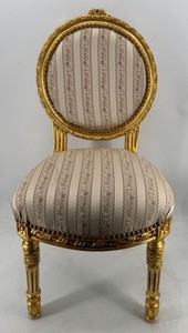 Casa Padrino Silla de comedor barroca a rayas oro - Mueble de lujo estilo antiguo, 50 x 52 x H. 99 cm