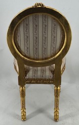 Casa Padrino Chaise de salle à manger baroque à rayures dorées - Meuble de luxe style ancien, 50 x 52 x H. 99 cm