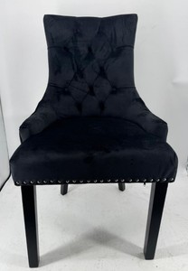 Casa Padrino Silla de comedor de lujo de terciopelo negro - 55 x 50 x H. 100 cm