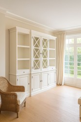 Casa Padrino Armoire de style maison de campagne en bois massif blanc 220 cm - Meuble de rangement