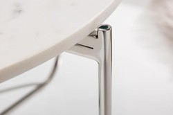 Casa Padrino Tavolino da Salotto con Piano in Marmo Bianco / Argento Ø 62 cm - Mobili di Lusso