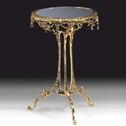 Casa Padrino table d'appoint baroque de luxe en bronze avec plateau en verre or H. 49 cm - Meubles baroques