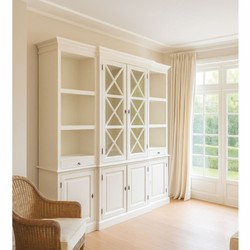Casa Padrino Armadio in Stile Country Bianco 220 cm - Mobili in Legno Massello in Stile Country