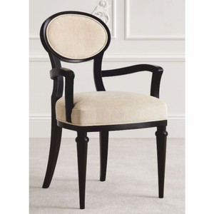 Casa Padrino sedia da pranzo Art Déco di lusso con braccioli beige / nero A. 97 cm - Fatto in Italia