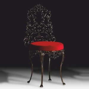 Prunkvoller Luxus Barock Bronze Esszimmer Stuhl Rot Antik Bronze