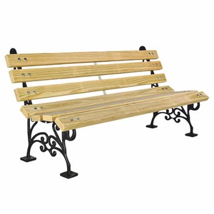 Casa Padrino banco de parque - Banco urbano natural / negro 180 cm - Accesorios de jardín