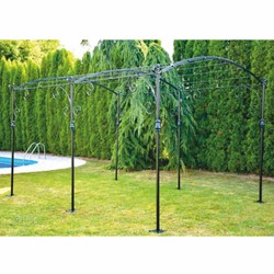 Casa Padrino Art Nouveau Wrought Iron Pergola Black 300 cm - Garden Furniture