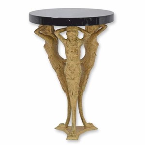 Casa Padrino mesa auxiliar barroco de bronce con tapa de mármol beige / negro Al. 67 cm