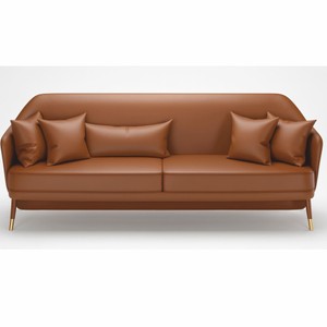 Casa Padrino canapé de luxe en cuir véritable marron / laiton 250 cm - Meubles d'hôtel de luxe