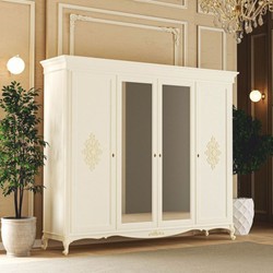 Casa Padrino Luxury Baroque Bedroom Cabinet Cream 248 cm - Baroque Bedroom Furniture