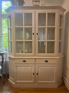 Casa Padrino Aparador de comedor estilo rústico madera maciza blanco 160 x H. 200 cm