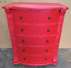 Casa Padrino Cassettiera Stile Rustico con 5 Cassetti Rosso Antico L. 80 x P. 48 x A. 100 cm