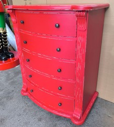 Casa Padrino Cassettiera Stile Rustico con 5 Cassetti Rosso Antico L. 80 x P. 48 x A. 100 cm
