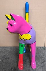 Casa Padrino Figura Decorativa Gato Multicolor A. 110 cm - Estatua de Animal para Jardín de Resina y Fibra de Vidrio