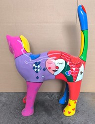 Casa Padrino Figura Decorativa Gato Multicolor A. 110 cm - Estatua de Animal para Jardín de Resina y Fibra de Vidrio