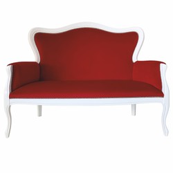 Casa Padrino Luxury Baroque Velvet Sofa Bordeaux Red / White 125 cm - Baroque Furniture Casa Padrino Luxury Baroque Velvet Sofa Bordeaux Red / White 125 cm - Baroque Furniture