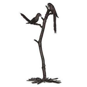 Casa Padrino scultura decorativa di lusso in bronzo pappagalli su un ramo A. 150 cm