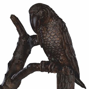 Casa Padrino Luxus Deko Bronze Skulptur Papageien auf Ast H. 150 cm - Deko Figur