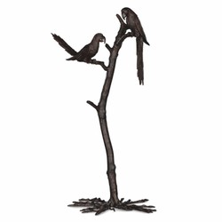 Casa Padrino scultura decorativa di lusso in bronzo pappagalli su un ramo A. 150 cm