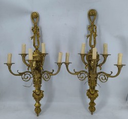 Casa Padrino Juego de Apliques Barrocos de Bronce Dorado y Plástico, Oro, Altura 86 cm