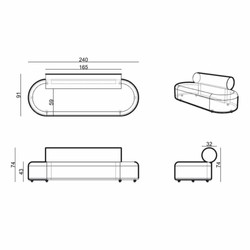 Casa Padrino sofá de lujo greige 240 cm - Muebles de lujo para salones y hoteles