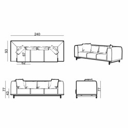 Casa Padrino canapé de luxe gris / laiton 240 cm - Intérieur de salon et d'hôtel