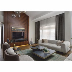 Casa Padrino canapé de luxe gris / laiton 240 cm - Intérieur de salon et d'hôtel