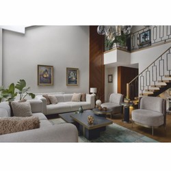 Casa Padrino canapé de luxe gris / laiton 240 cm - Intérieur de salon et d'hôtel