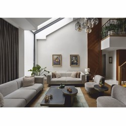 Casa Padrino canapé de luxe gris / laiton 240 cm - Intérieur de salon et d'hôtel