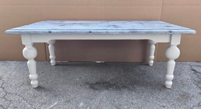 Casa Padrino Mesa de centro estilo casa de campo Gris / Blanco 120 x 65 x 45 cm - Mueble de salón en madera maciza