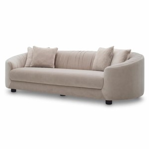 Casa Padrino Luxury Velvet Sofa Cream / Black 241 cm - Living Room & Hotel Furniture