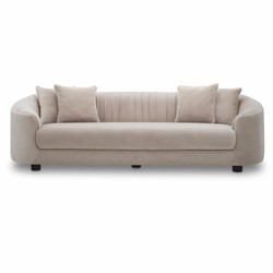 Casa Padrino canapé de luxe en velours crème / noir 241 cm - Meubles de salon et d'hôtel
