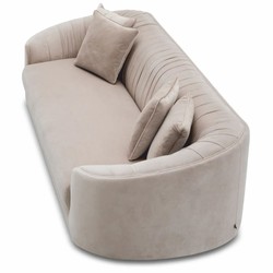 Casa Padrino canapé de luxe en velours crème / noir 241 cm - Meubles de salon et d'hôtel