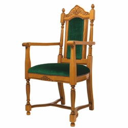 Casa Padrino Luxury Baroque Dining Chair with Armrests Brown / Green - Baroque Furniture
