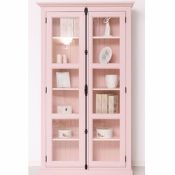 Casa Padrino vitrine de style campagnard avec 2 portes vitrées rose H. 210 cm Casa Padrino vitrine de style campagnard avec 2 portes vitrées rose H. 210 cm