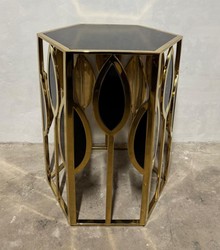 Casa Padrino Luxury Side Table Gold / Black - Elegant Designer Table made of Stainless Steel and Glass - 54 x 46,5 x 65,5 cm