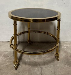 Casa Padrino Mesa auxiliar de lujo diseño moderno Oro / Cristal negro Ø 40 cm H. 40 cm