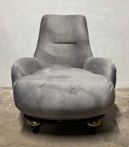 Casa Padrino Luxus Art Deco Chesterfield Sessel in Grau, Schwarz und Gold, 75 x 80 x 45 cm - Edler Wohnzimmer Sessel
