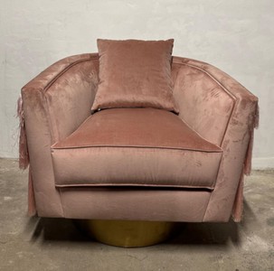 Casa Padrino Luxus Samt Drehsessel in Rosa und Matt Gold, 84 x 82 x 74 cm, Modernes Design